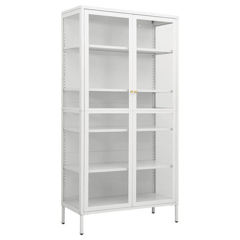 Lady Jillian -  Display Cabinet White 90x40x180 cm Steel and Tempered Glass